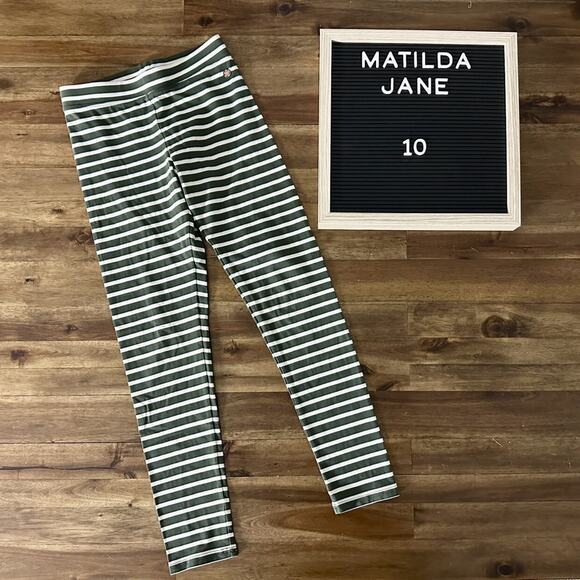 Matilda Jane The Adventure Begins Starting Line Green Cream Knit Leggings Pant - Picture 1 of 10
